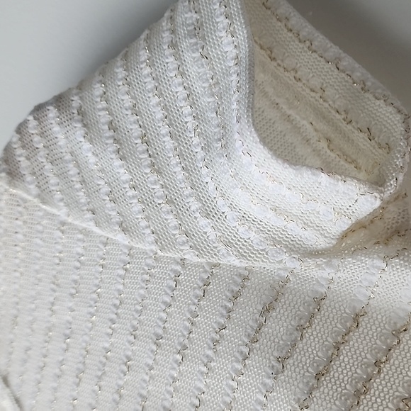 Vintage Miss Sixty Cropped Crochet Knit Metallic Stripe Logo Tee - Picture 4 of 7